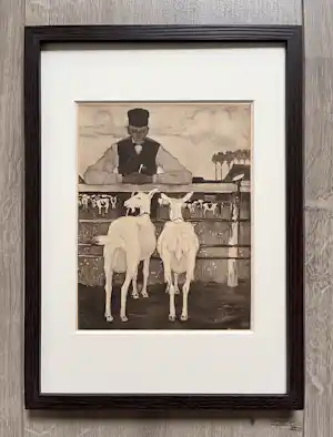 Jan Mankes - Originele Heliogravure Vader met Geitjes 1923 verkocht voor € 135!
