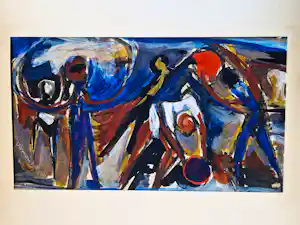 Hans Wiesman - Jaren 50 gouache op papier "figuren" potloodgesigneerd verkocht voor € 80!