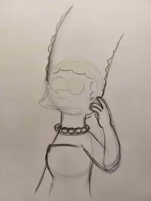 Matt Groening - originele productietekening - Marge Simpson - ingelijst + certificaat verkocht voor € 75!