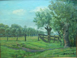 Sam Schellink - Landschap met wilgen kopen? Bied vanaf 40!