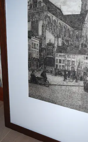 Gerrit Haverkamp - Antwerpen: Veemarkt met de St Pauluskerk - ets uit 1912 - fraai ingelijst kopen? Bied vanaf 65!