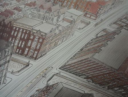 Jeroen Henneman - Amsterdam - grote getekende offset lithografie - 1989 kopen? Bied vanaf 85!