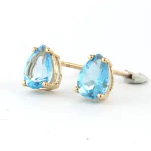 14k rood gouden oorbellen bezet met topaas totaal circa 1,20 ct kopen? Bied vanaf 120!