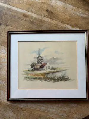 Reint Withaar - Aquarel molen kopen? Bied vanaf 20!