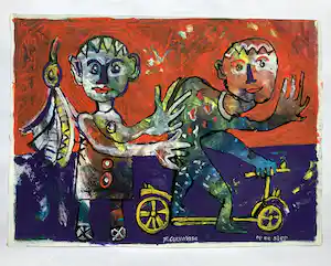 Ruud Cornelisse - Acrylverf op papier - op de step verkocht voor € 90!