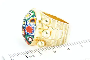 10 - Bijzonder grote & zware (56gr!) Surinaamse 18 Krt "Ala Kondre" ring kopen? Bied vanaf 1940!