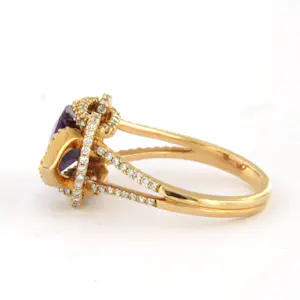 18k gouden ring met amethist en briljant geslepen diamant tot. 0.56ct kopen? Bied vanaf 825!