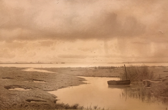 Niet of onleesbaar gesigneerd - Polderlandschap - lithografie kopen? Bied vanaf 1!