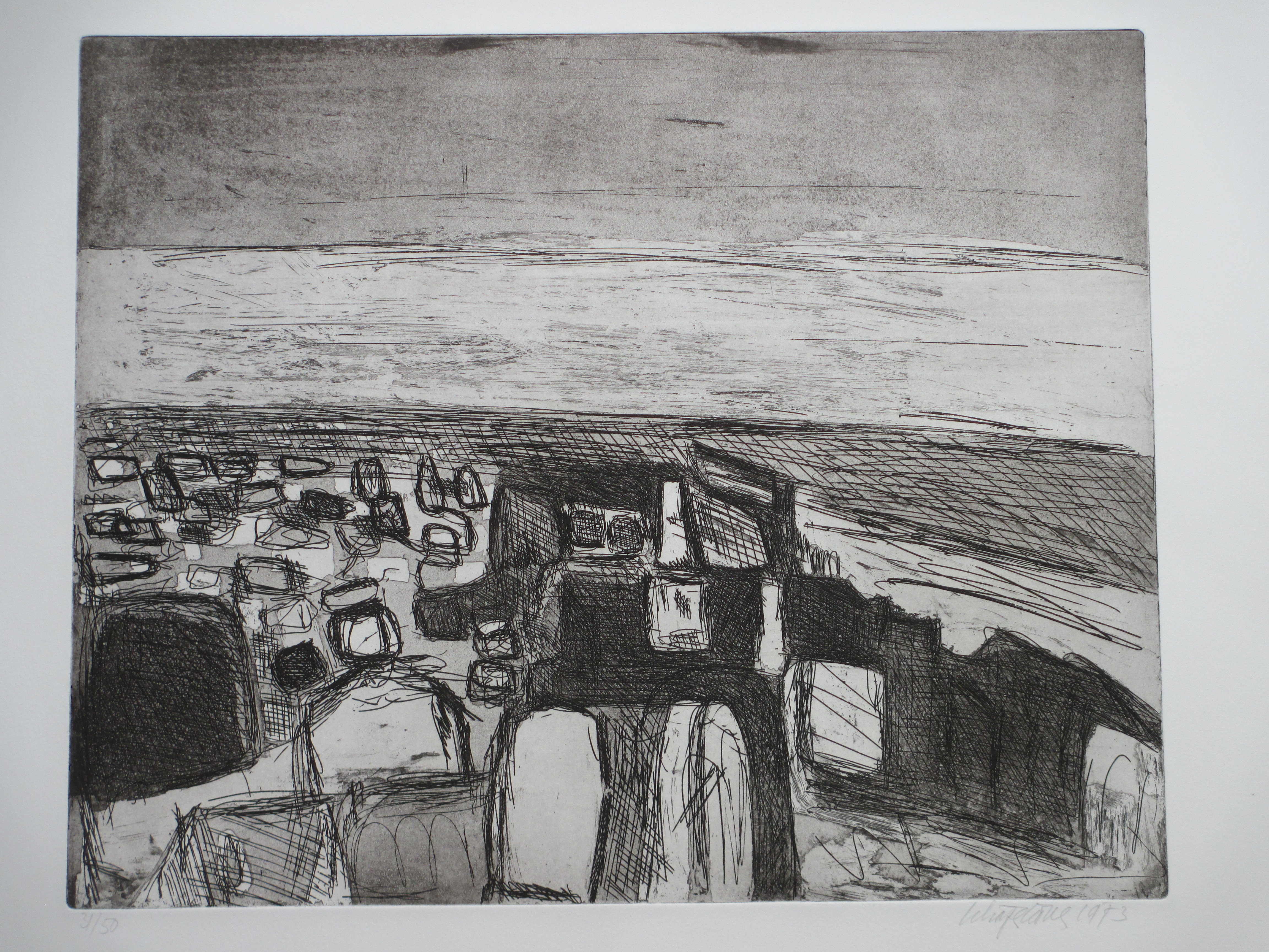 Gerard Schaperkotter - Abstracte compositie - Ets kopen? Bied vanaf 45!