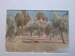 Hans Olsthoorn - Aquarel, Olijfboom en Cypressen. kopen? Bied vanaf 40!