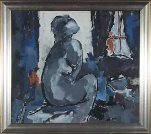 Jelle Hoogstra - Gouache op papier, Vrouw in grijs - Ingelijst kopen? Bied vanaf 50!