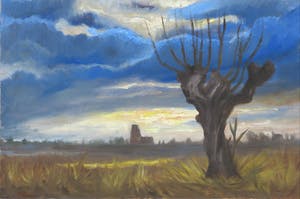 Martin Reisberg - Acryl op doek, Landschap met boom kopen? Bied vanaf 1!