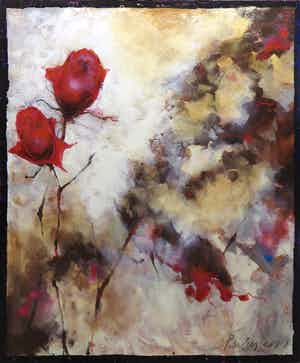 Carolina Paulussen - Acryl op doek, Rozen (Zeer groot) verkocht voor € 300!