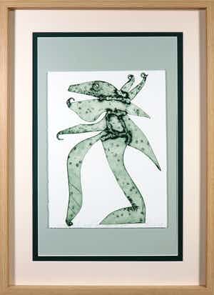 Reinhoud D'Haese - Aquatint metaaldruk, Je voulais si bien qu'elle fait obligée de aide - Ingelijst verkocht voor € 160!