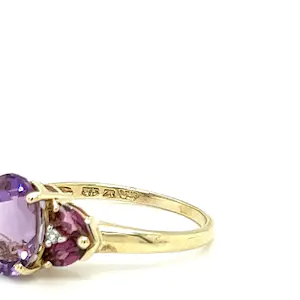 Colorful modern Ring in 9 Karat (375) with Amethyst and Topas - as new kopen? Bied vanaf 100!