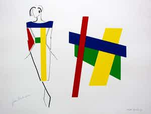 Bob Bonies - & Frans Molenaar: Abstracte compositie - Modeontwerp handgesigneerd 1989 verkocht voor € 100!