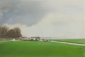 Thomas de Klerk - Aquarel op papier, Jachthaven Edam - Ingelijst kopen? Bied vanaf 1!