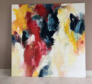 Ria Erckens - Kleurrijke abstracte compositie, acrylverf op doek (zeer groot) kopen? Bied vanaf 160!