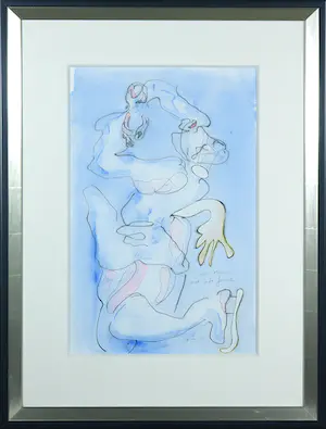 Janneke van Loon - Tekening (Mixed Media), IJsdanseres - Ingelijst kopen? Bied vanaf 1!
