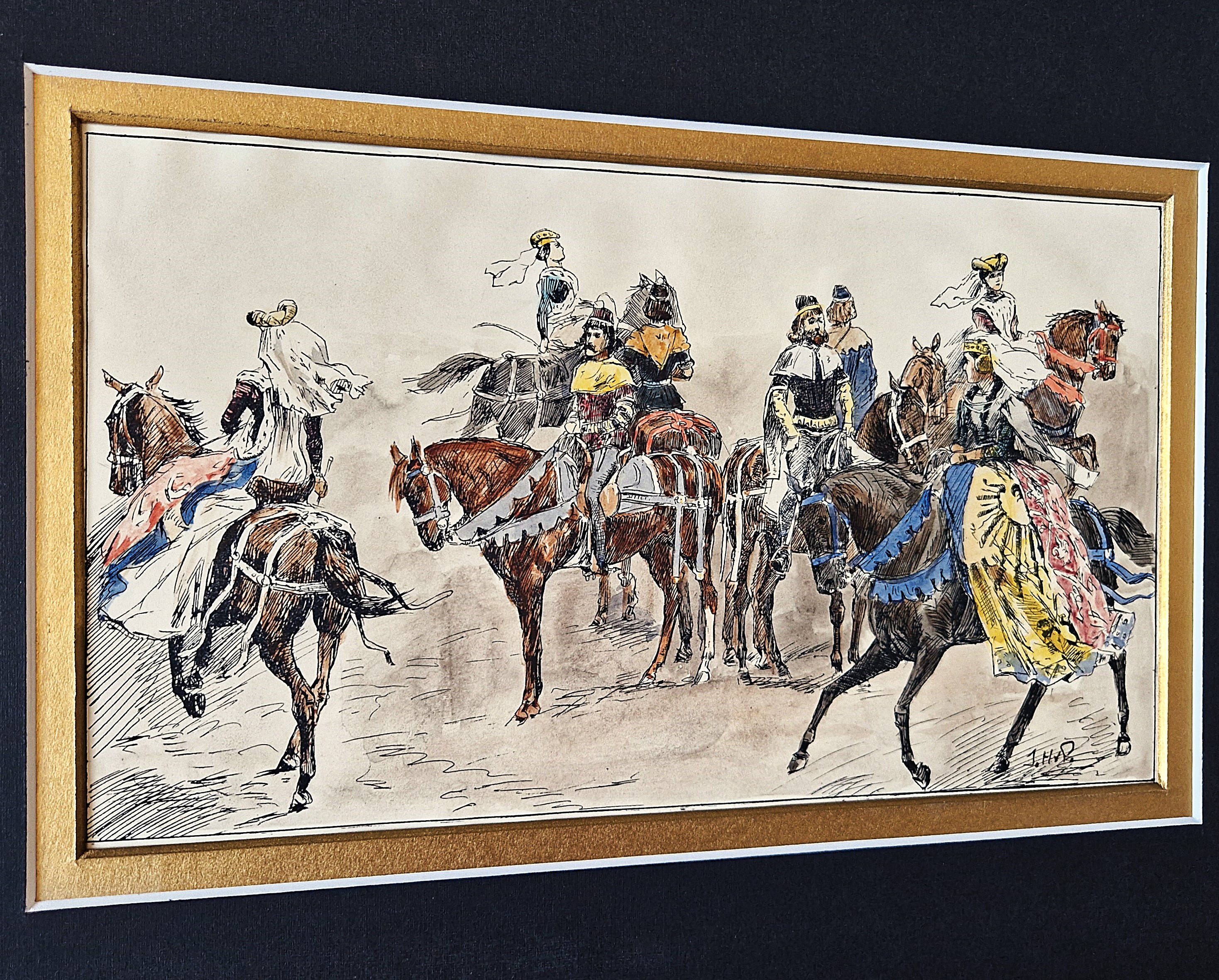Jan Hoynck van Papendrecht - een 19e eeuwse handgekleurde litho "quadrille voor Dirk van Brederode" kopen? Bied vanaf 73!