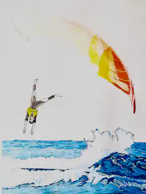 Leentje Linders - Grote bep. oplage (49/75) Ets & reliefdruk "jumping the rainbow" ingelijst kopen? Bied vanaf 48!
