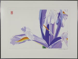 Niet of onleesbaar gesigneerd - Aquarel, Paarse bloemen - Ingelijst kopen? Bied vanaf 1!