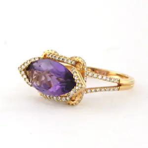 18k gouden ring met amethist en briljant geslepen diamant tot. 0.56ct kopen? Bied vanaf 825!