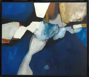 Jos Schimmer - Olieverf op doek, Zonder titel - Ingelijst (Groot) verkocht voor € 300!