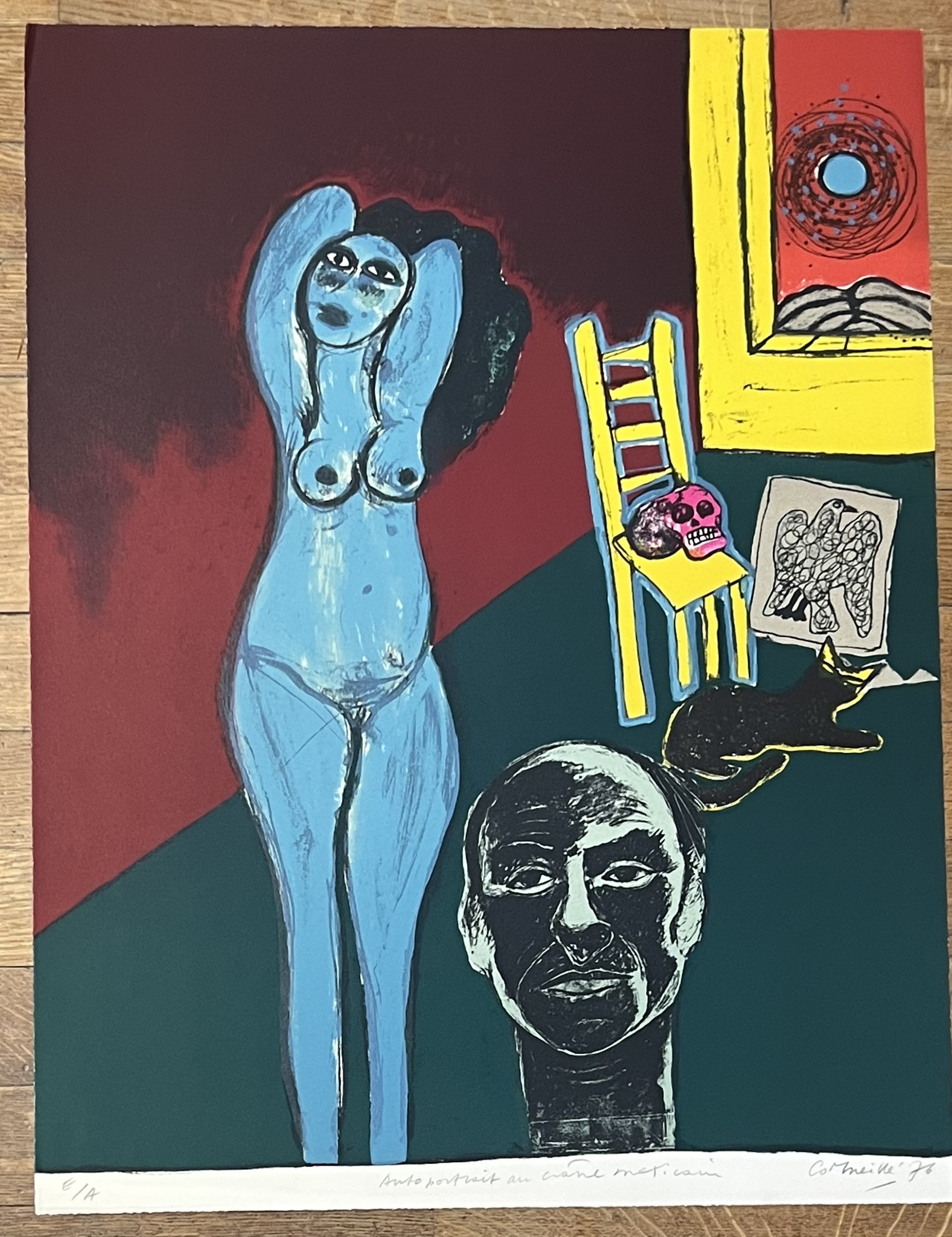 Corneille - Zelfportret met Mexicaanse schedel. 1976 kopen? Bied vanaf 450!