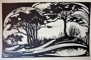 Jan Schonk - Houtsnede "Bilderberg" 1926 verkocht voor € 25!
