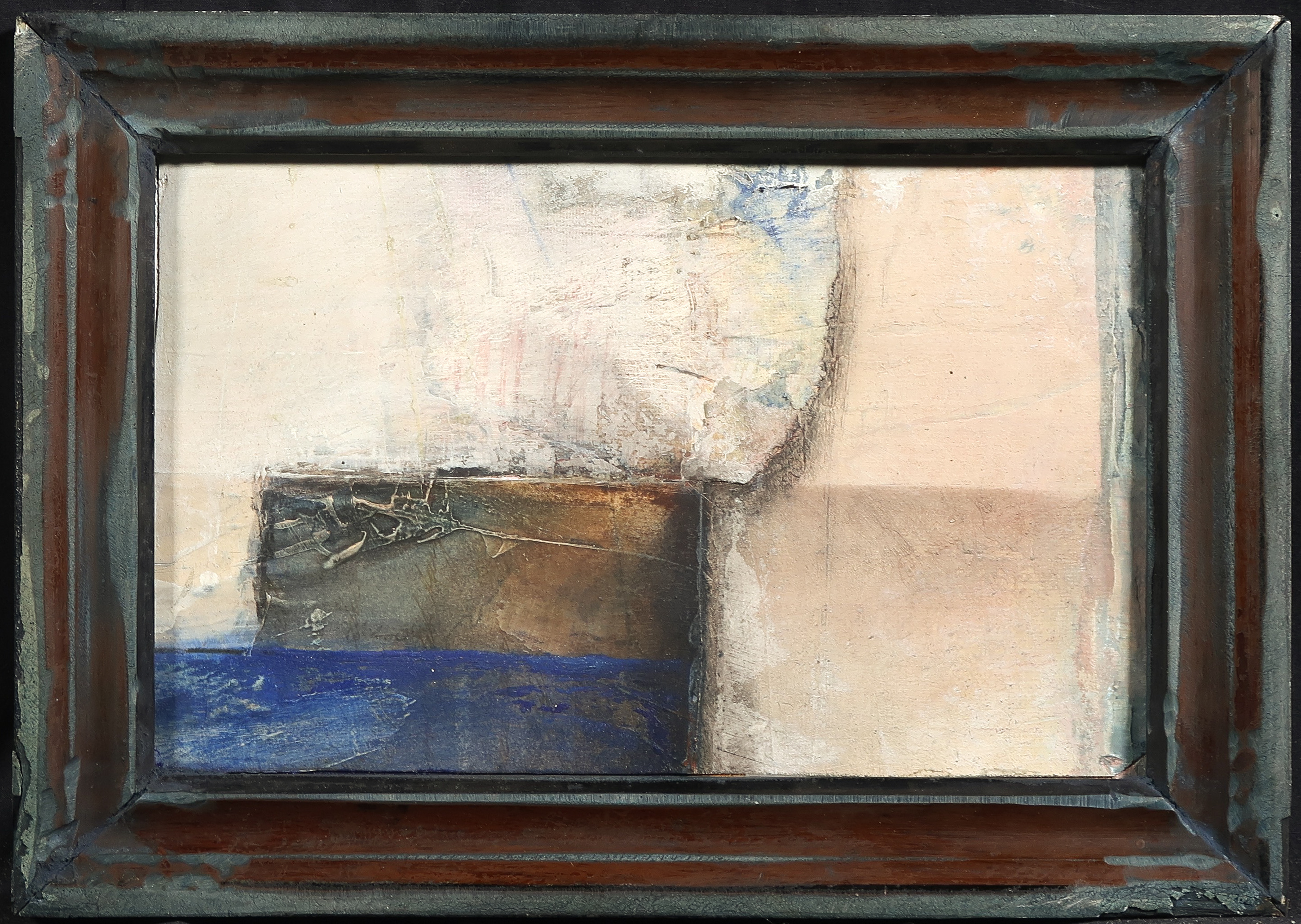 Aagje Pel - Gemengde techniek op paneel, Abstract landschap - Ingelijst verkocht voor € 66!