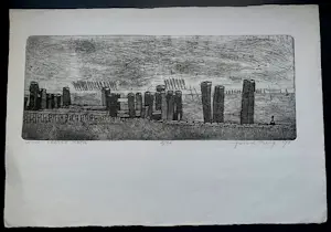 Jos van den Berg - Ets: Wind Veerse meer - 1973 kopen? Bied vanaf 39!