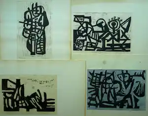 Frits Vanen - 4x Houtsnede , Holland Festival en Theater – 1961 – oplage 15 ex. verkocht voor € 45!