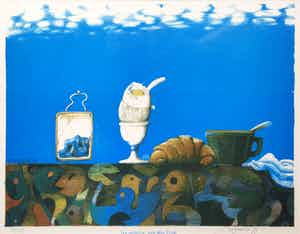 Nicolaas Wijnberg - Ontbijtje voor Max Ernst - ingelijste steendruk uit 1979 - 21/24 - 21012 verkocht voor € 75!