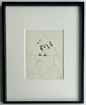 Lucebert - Oost-Indische inkt op papier | 'Tête Triangulaire' | 1981 (INGELIJST) kopen? Bied vanaf 850!