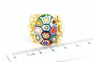 10 - Bijzonder grote & zware (56gr!) Surinaamse 18 Krt "Ala Kondre" ring kopen? Bied vanaf 1940!