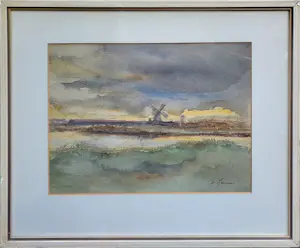 Chris Jansen - aquarel - Molen de Schoolmeester kopen? Bied vanaf 125!