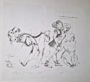 Theo Daamen - in 1988 gemaakt aquarel/inkt op papier "uitslover" met persoonlijke opdracht kopen? Bied vanaf 54!