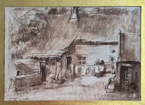 Herman Moerkerk - (1897- 1949) 'een kijkje op het boerenerf' kopen? Bied vanaf 49!