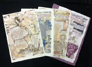 Maria Diduch - Lot van 4 originele werken in gemengde techniek met bladgoud verkocht voor € 50!