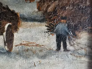 Niet of onleesbaar gesigneerd - Hollands winterlandschap met boer en kar kopen? Bied vanaf 1!