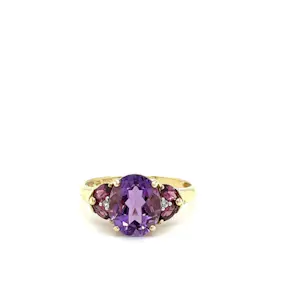 Colorful modern Ring in 9 Karat (375) with Amethyst and Topas - as new kopen? Bied vanaf 100!