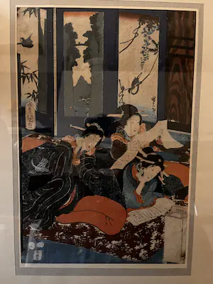 Kunisada Utagawa - Ukiyo-e/Nishiki-e Twee lezende Geisha's grote afbeelding kopen? Bied vanaf 200!