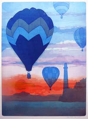 Guus Kuit - Ballonvaarders boven Vlieland -droge naald- verkocht voor € 65!