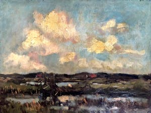 Frans Hoos - Polderlandschap - Olieverf op Paneel kopen? Bied vanaf 80!