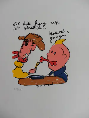 Herman Brood - Kleurenzeefdruk LUCKY LUKE en KUIFJE kopen? Bied vanaf 1!