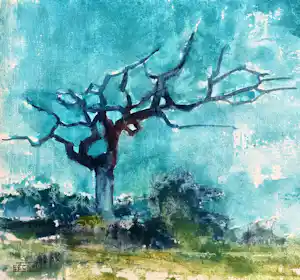 Eugène Eechaut - Wunderschönes abstraktes Aquarell von 1977 / Ausstellung Galerie Pfeiffer Brüssel verkocht voor € 45!