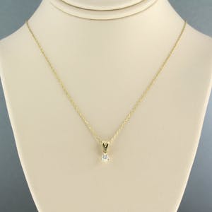 14k gouden collier en een solitair hanger met oud briljant geslepen diamant kopen? Bied vanaf 160!
