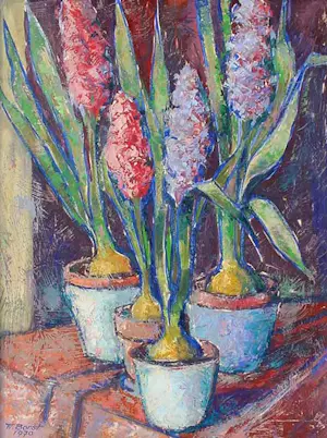 Wim Borst - Stillleben Blumen in Töpfen auf einem Tisch kopen? Bied vanaf 240!