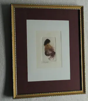 Niet of onleesbaar gesigneerd - Ingelijste ets , Halfnaakte vrouw kopen? Bied vanaf 1!